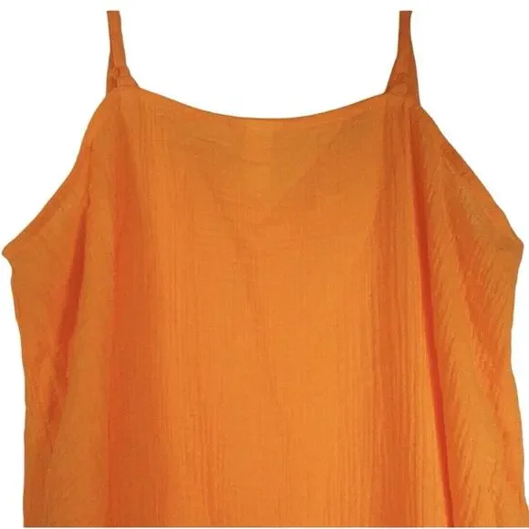 XL Andie Barreta Dress $118 Swim Coverup Dress Orange Cotton Gauze New NWOT - Picture 4 of 13